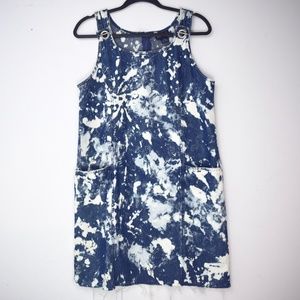 Vintage 1990s Reverse Tie Dye Bleach Denim Dress